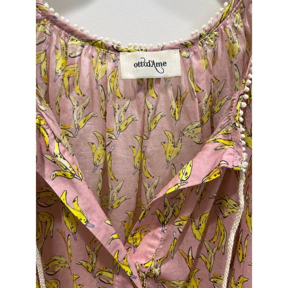 Ottod’Ame Banana Pink & Yellow Peasant Blouse Sz 4 - Picture 2 of 7